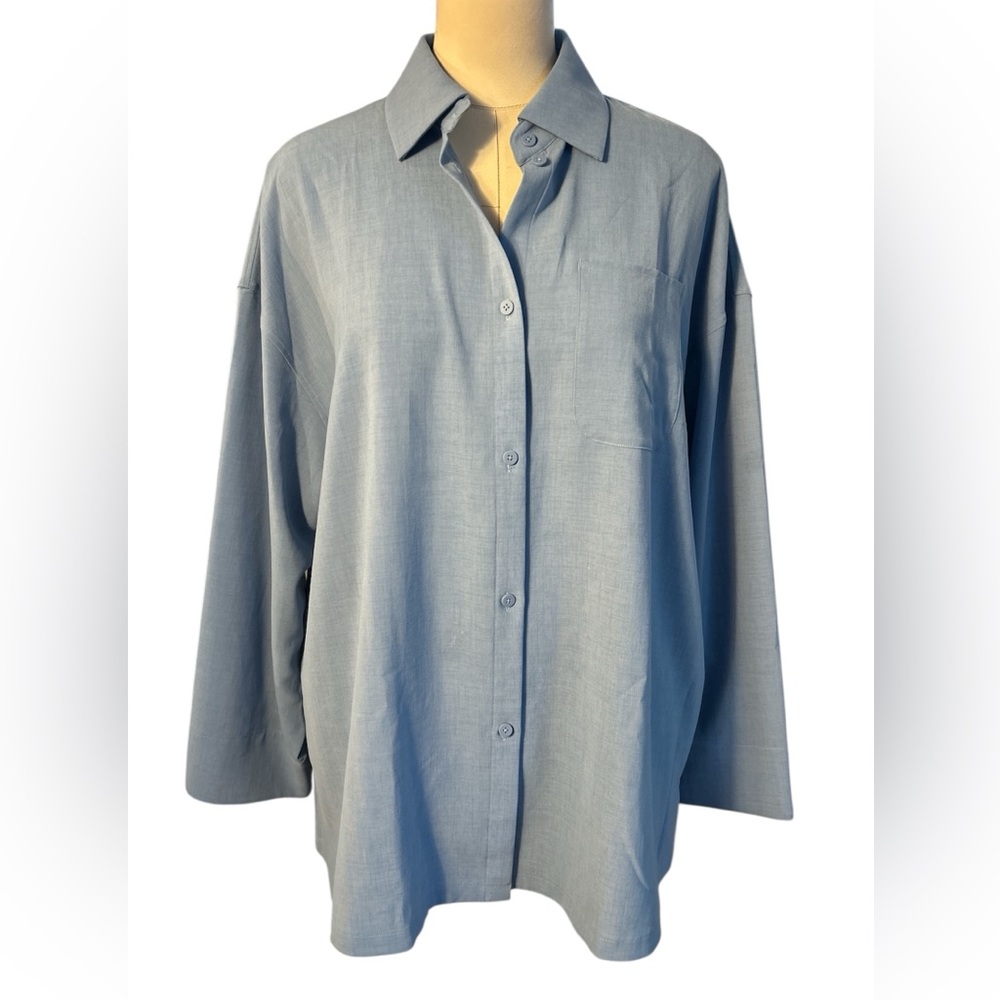 Lululemon relaxed fit boxy long sleeve shirt blue large